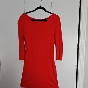 Forever 21 Red Bodycon Dress with 3/4 Cuffed Sleeves for Cocktail